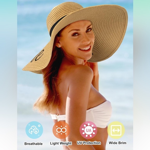 Hello Sunshine wide brim straw sun hat - Picture 6 of 6